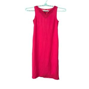 Talbots Vintage Pink Linen Blend Embroidered Tank Maxi Dress Women’s Size 14